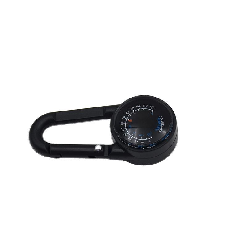 

DC27 Двостороння компас-термометр з цинкового сплаву, карабін - Портативний затискач для кемпінгу на відкритому повітрі чорний