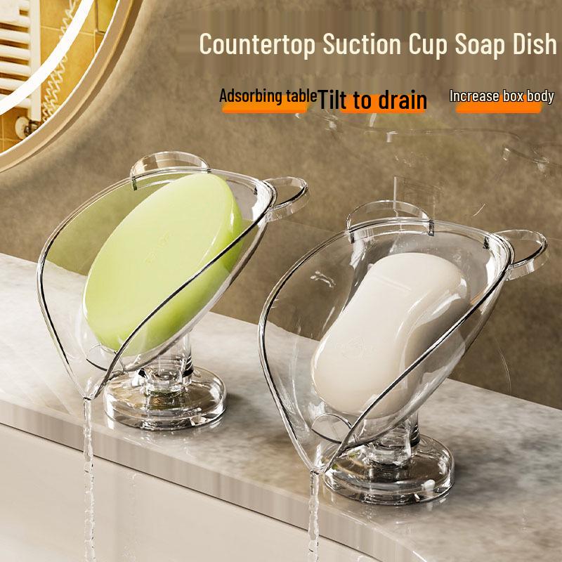 Bezděrový držák na mýdlo na desku se sací přísavkou, luxusní úložný regál do koupelny