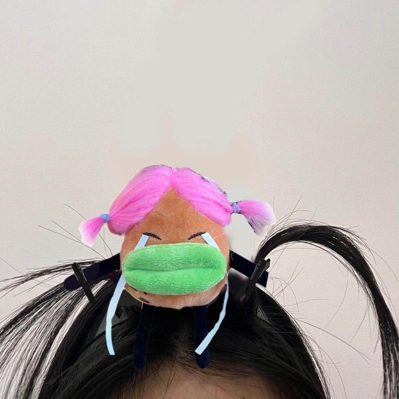 Cute Cartoon Doll Headband Funny Braided Doll Hairband Hair Hoop Hairpin Perfect for Party Cosplay Headdress Jewelry