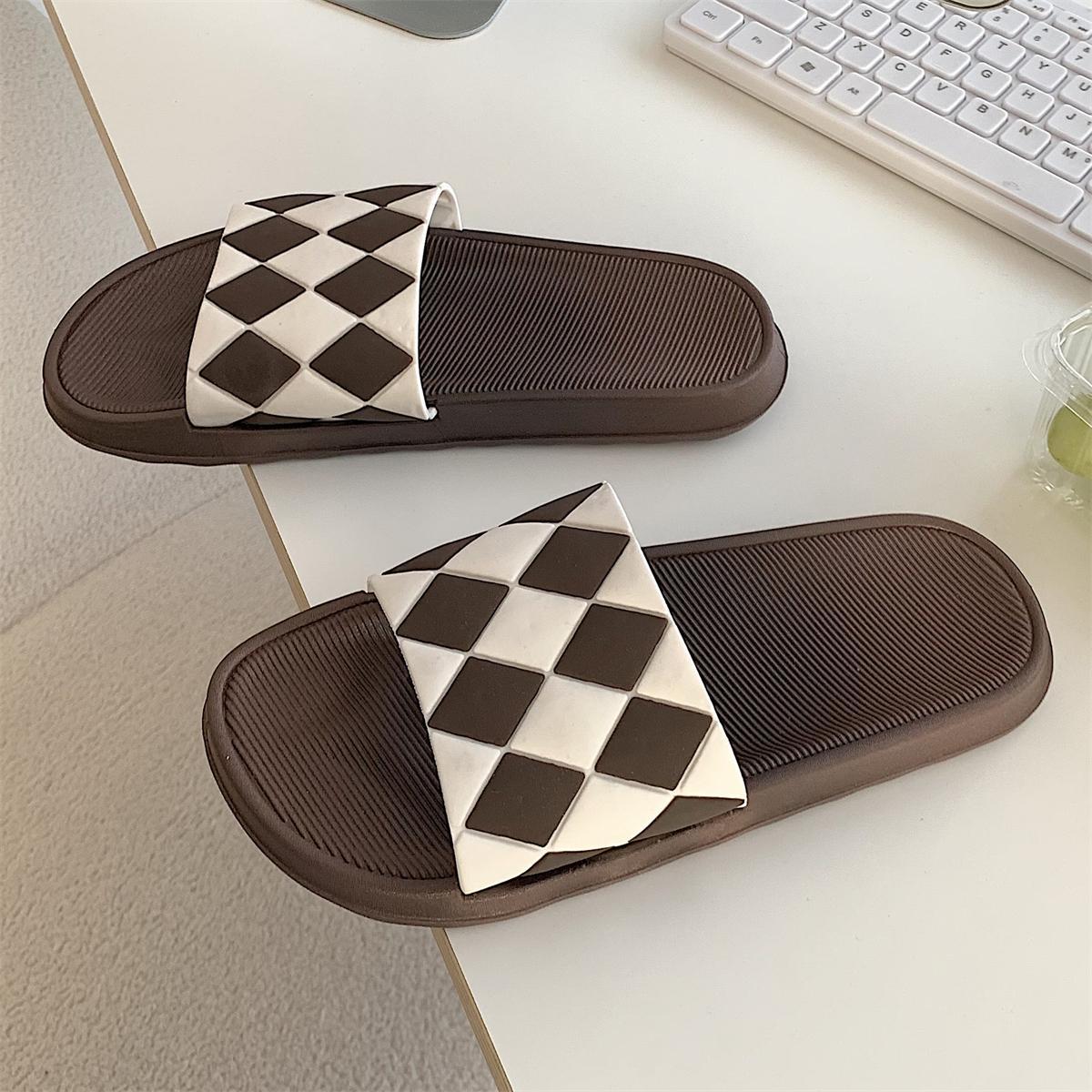 

Ванная комната розовая клетчатая летняя обувь для женщин 2024 сандалии женские тапочки слайды нескользящие I Новая коллекция распродажа корейский стиль 36