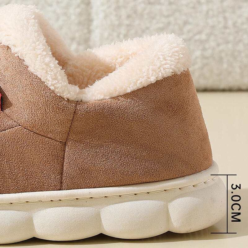 Warm Short Plush Indoor Suede Slippers Women 2025 Winter Soft Thick Bottom Non Slip Postpartum Shoes Fluffy Fur Home Shoes 45