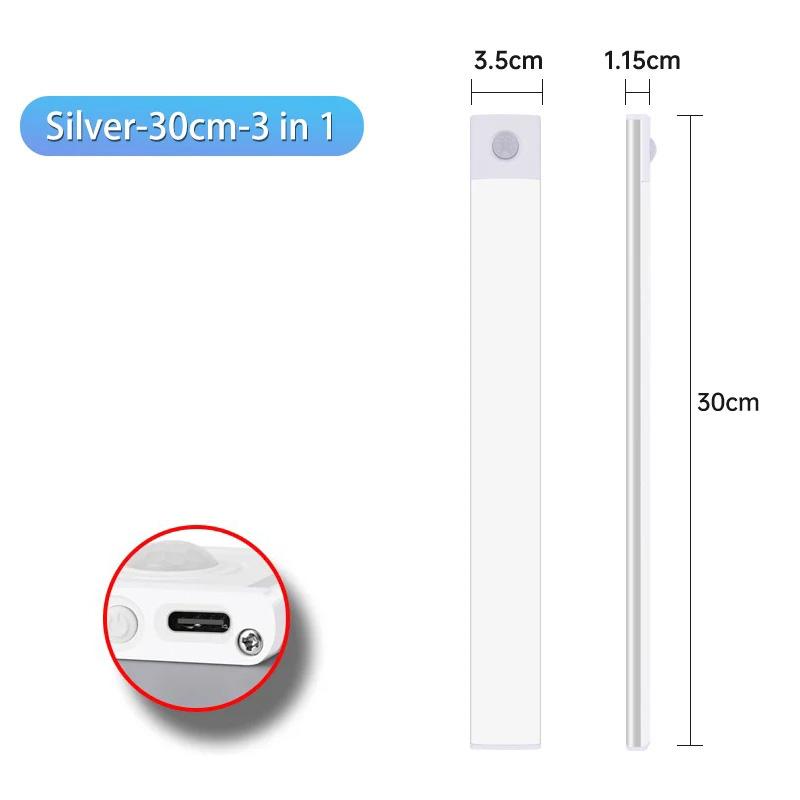 Under Cabinet Led Lights Motion Sensor Night Light USB Rechargeable Wireless Lamps for Kitchen Cabinet Bedroom Wardrobe Lighting