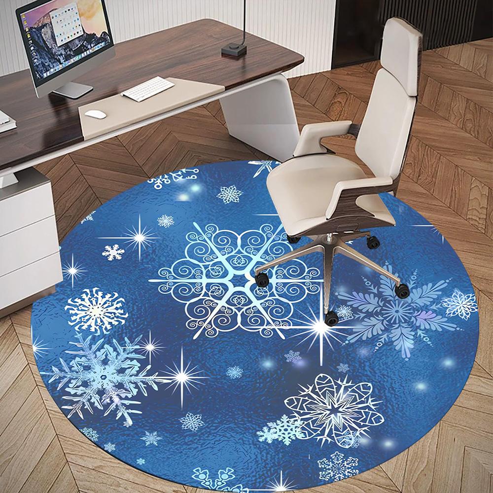 1pc snowflake winter Round Chair mat Area Rug - Non-Slip, Floor Mat for Office, Bedroom, and Indoor Decor c1118027