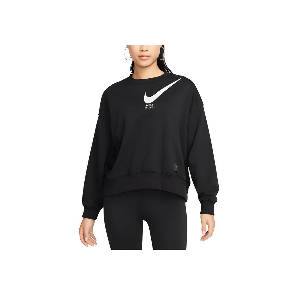 Nike Logo Printed Casual Round Neck Sweatshirt Women sweatshirt Black DV8019-010