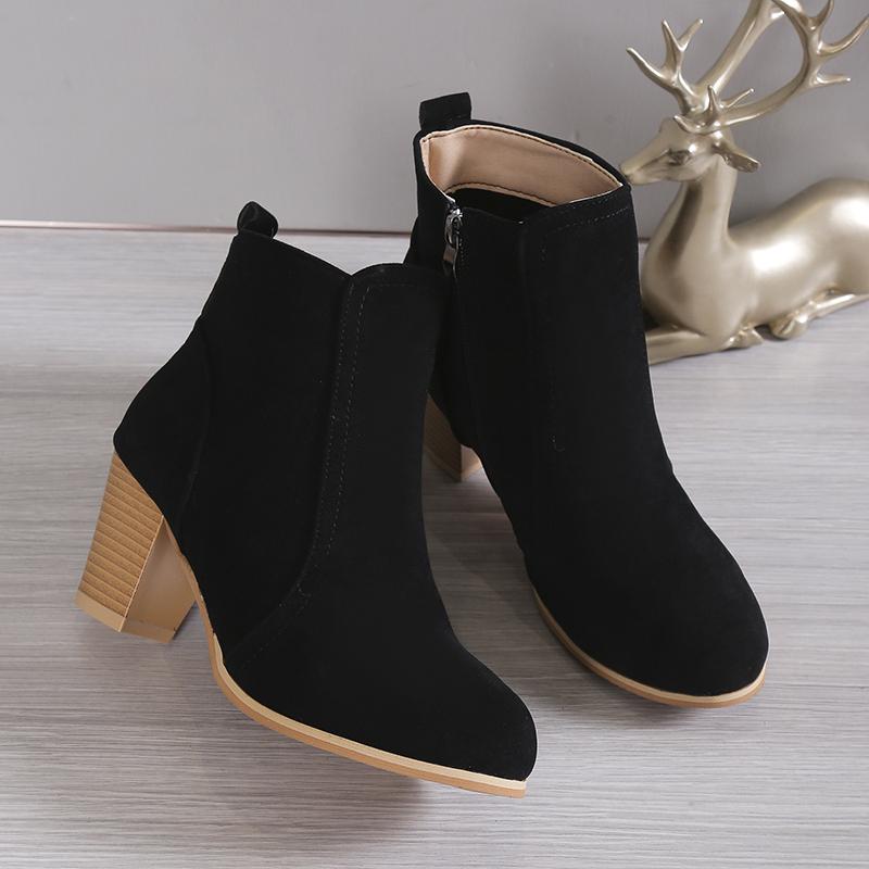 fashion Booties Woman Autumn Winter 2024 Chunky Heels Zip Shoes Luxury Fashion Chelsea Ankle Women's Boots Size35-41