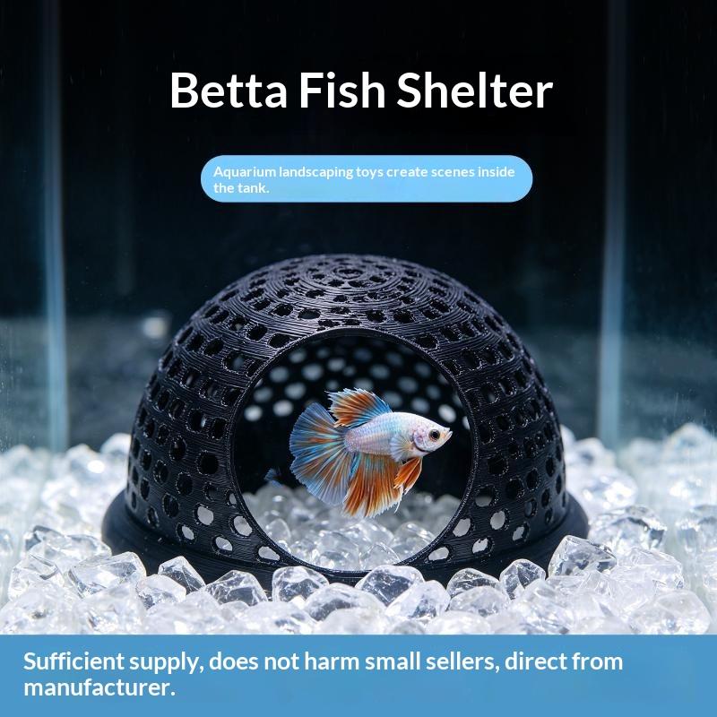 3D Printed Betta Fish Resting Cave Smooth Safe Edges 1/3/4 Pcs Hollow Breathable Ornament for Aquarium Landscaping