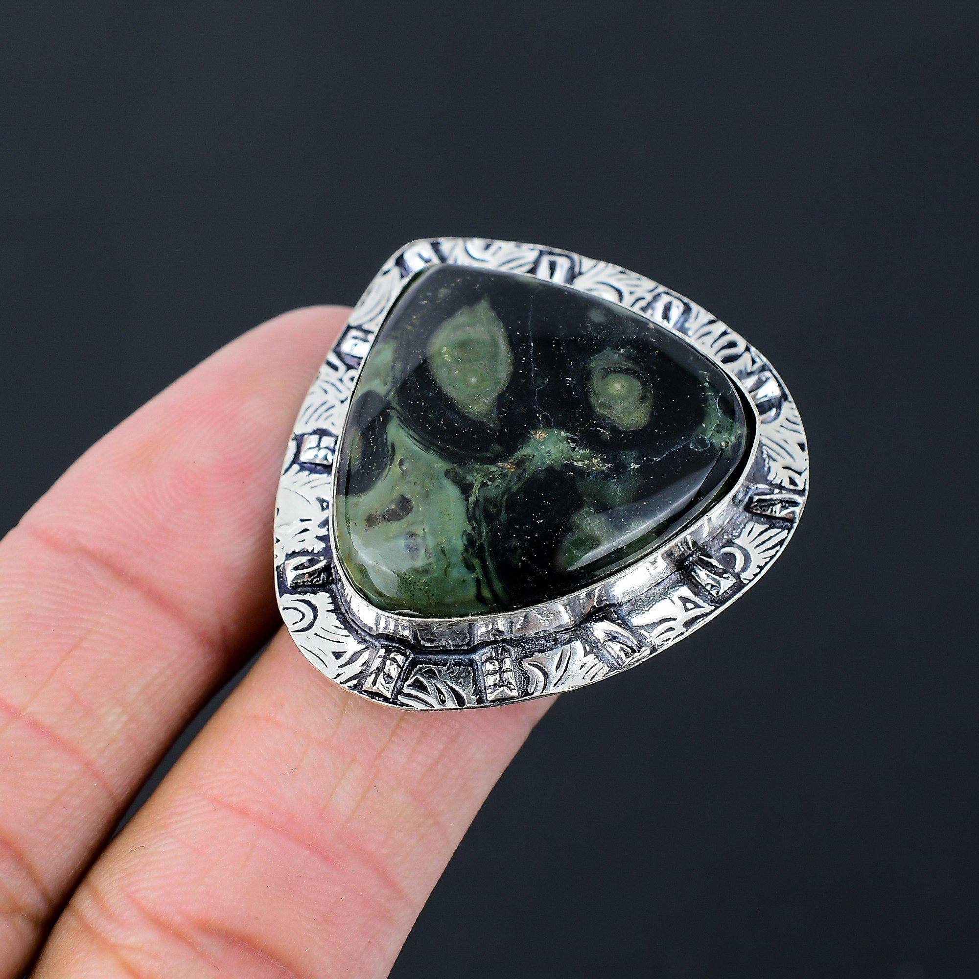 Womens day Deal 925 Silver Kambaba Jasper Gemstone Promise Ring Jewelry Size 7.5 7.5