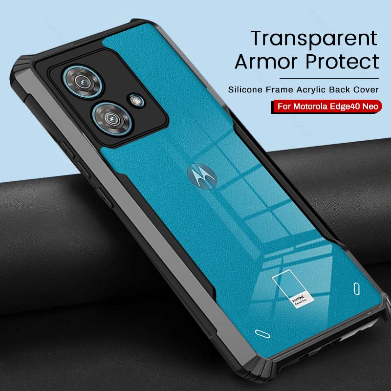 Per Custodia Motorola Edge 40 Neo 5G Trasparente Acrilico TPU Morbido Cornice Cover Posteriore Moto Edge40Neo Edge40 Neo 40Neo Armor Antiurto Coque