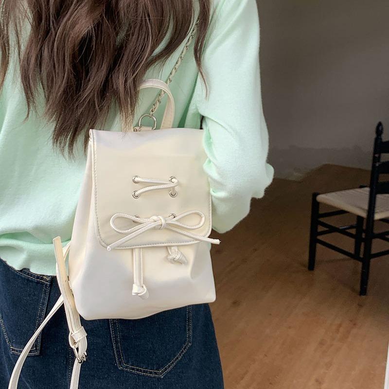 Ballet Style Bow Backpack Women's New Trendy Korean Backpack Cute Shoulder Bag Shoulder Bag School Bag
