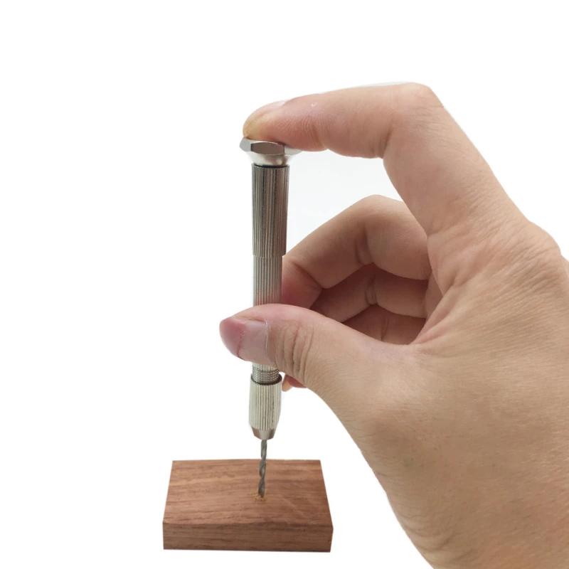 51Pcs/Set Mini Micro Aluminum Hand Drill with Keyless Chuck Twist Bit Sets.