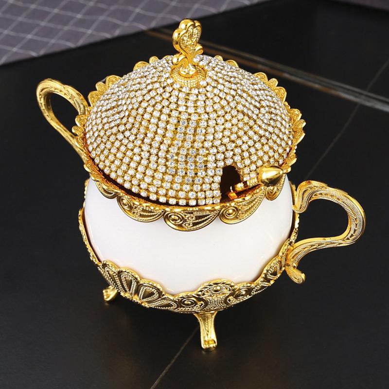 Sugar cup, sugar box, seasoning jar, salt jar, pepper box with lid, single pack, household high-end European kitchen barbecue supplies