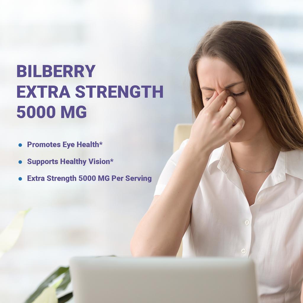 XEMENRY Bilberry Extract Capsules, 10:1 Concentrated Extract, 5000 Mg Bilberry Fruit, Suitable for Adults