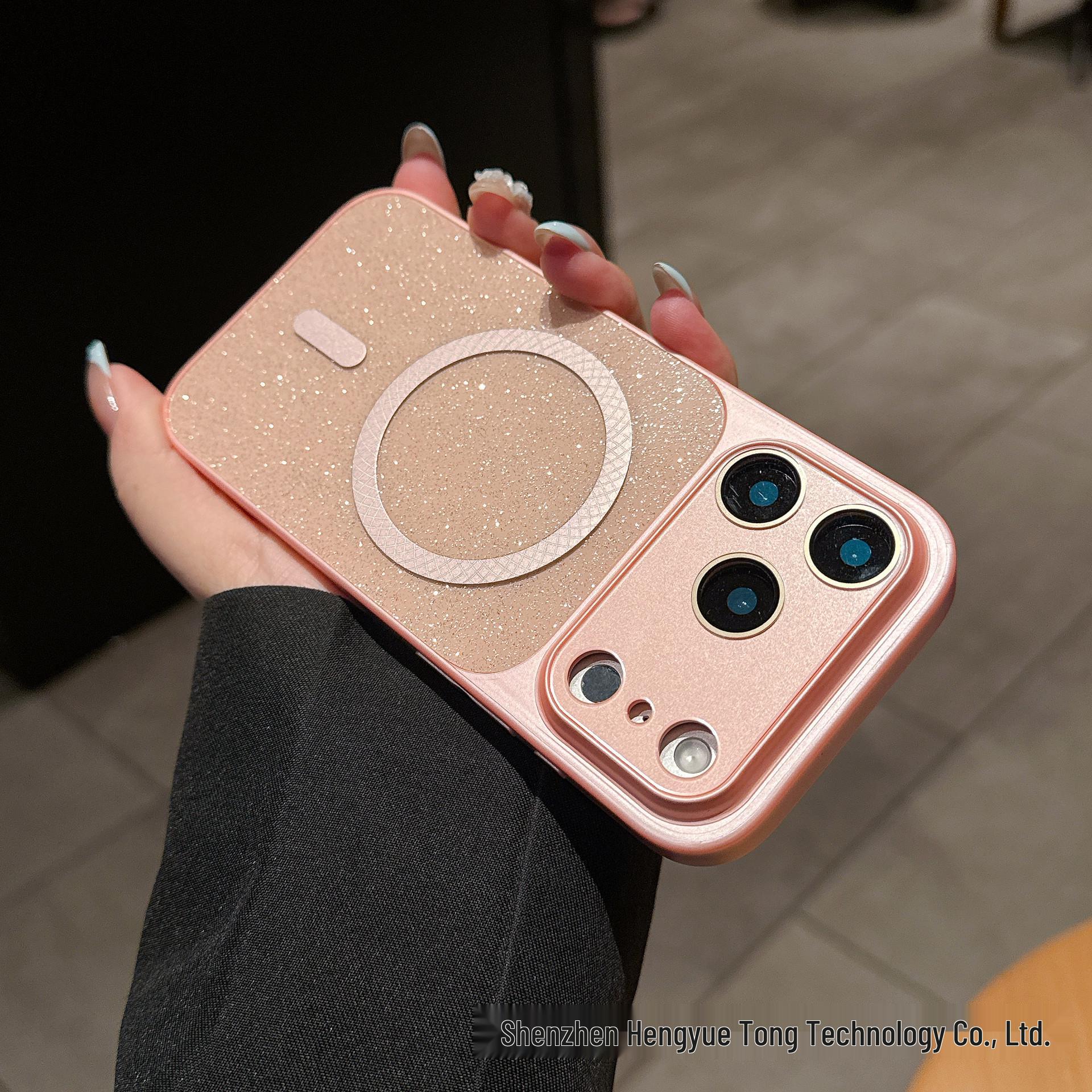 Premium Glitter Magnetic Case for iPhone 17 Pro Max / 16 Pro Max / 15 / 14 iPhone 16 Pro розовый