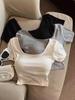 Women's Solid Color Square Neck Short-Sleeve T-Shirt with Criss-Cross Back and Chest Pads, Slim Fit Summer Top