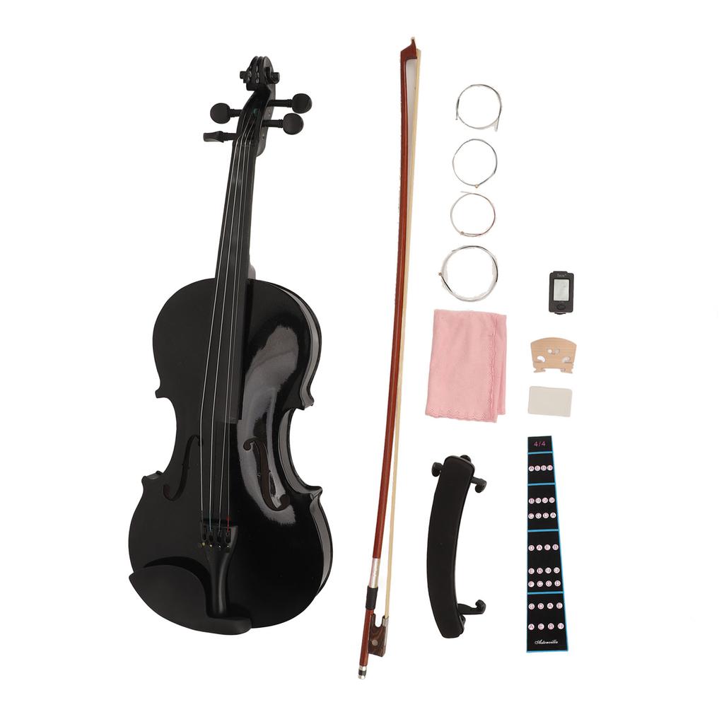 Acoustic Violin 4 4 Kids Adults Beginners Starter Kit with Box Rosin Shoulder Rest Mixer String Bow Fingerboard Sticker