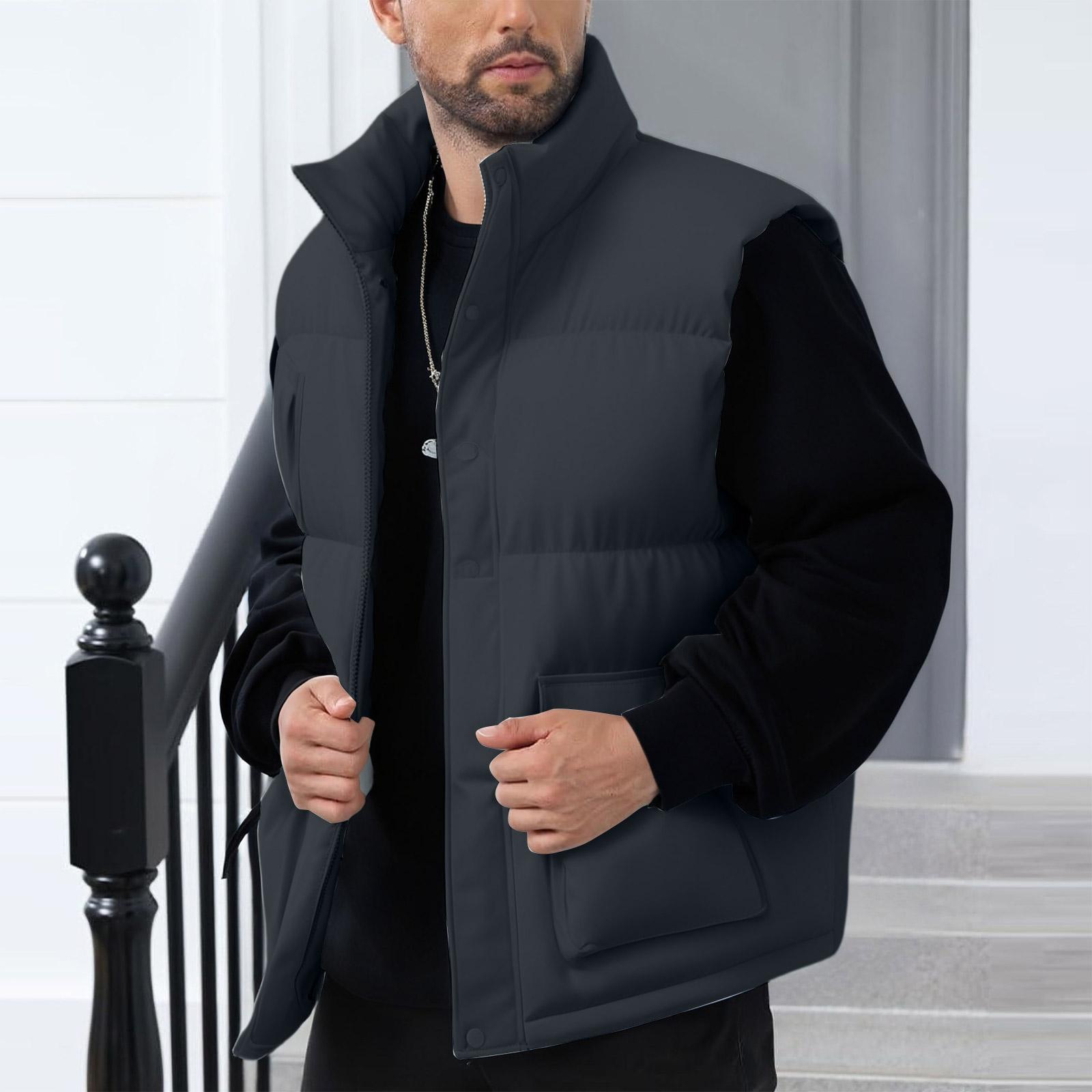 

Мужская теплая зимняя модная хлопковая куртка с утолщенным флисовым жилетом M