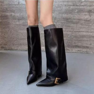 Skinny Pointed High-heeled Trouser Boots, Thin-heeled Boots, 2025 Autumn and Winter New Fashion High Boots, Western Cowboy Boots