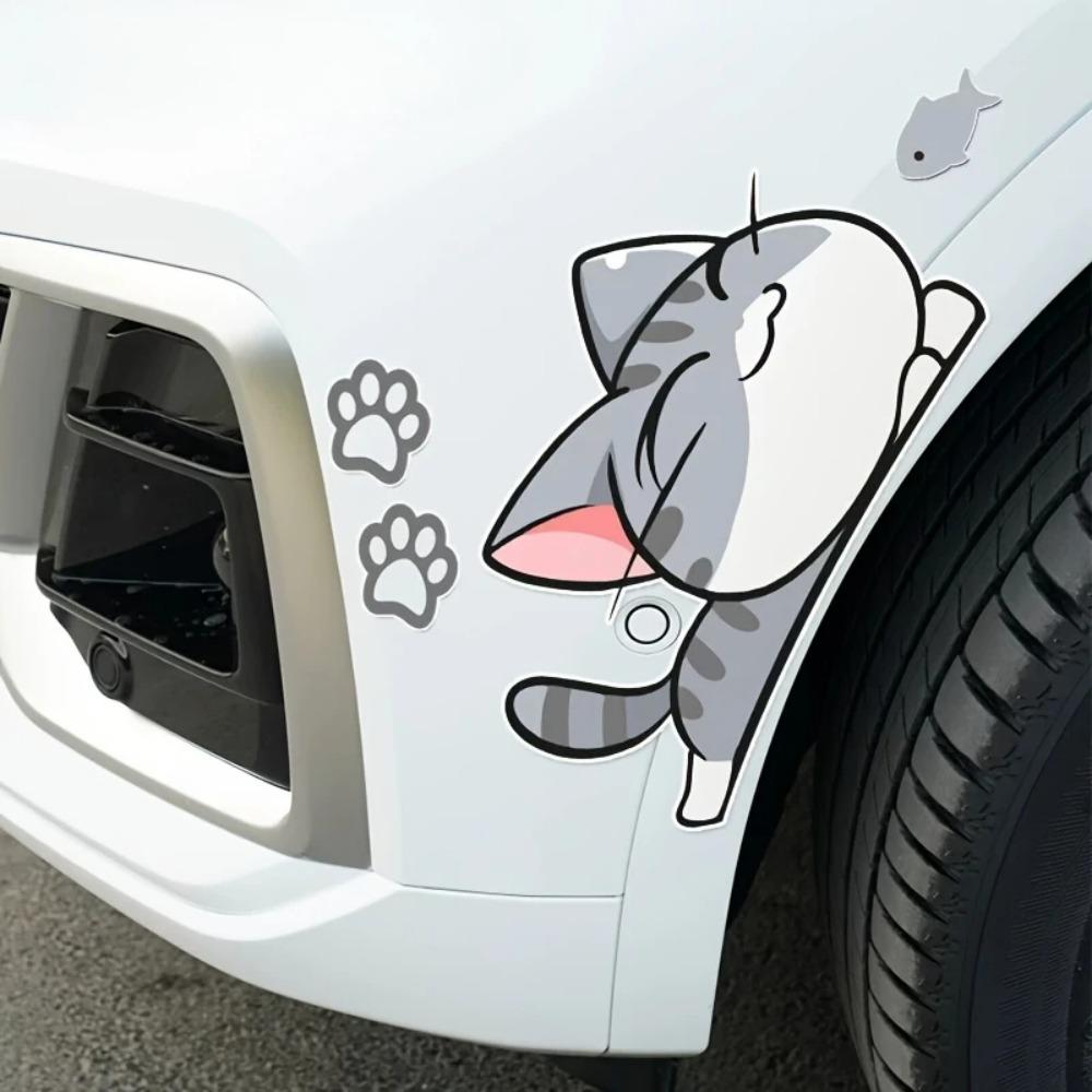 10pcs Cat Fish Car Stickers Auto Wheel Brow Bumper Sticker Scratches Cover Body Decoration Decals Motorcycle Waterproof Decals