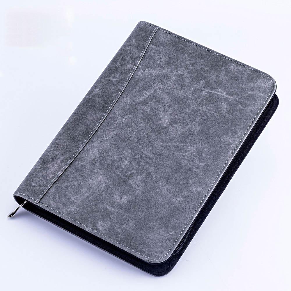 A5 Padfolio File Folder Document Bag with Calculator Zipper Fichario Binder Notebook Briefcase Executive Spiral 6 Ring Note Book