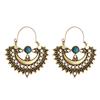 Vintage Boho Hollow Floral Hoop Earrings for Women Geometric Retro Earring Party Jewelry Gifts