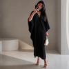 European Beautiful Women's New V-neck Streamer Long-sleeved Dress A Word Big Pendulum Temperament Dress