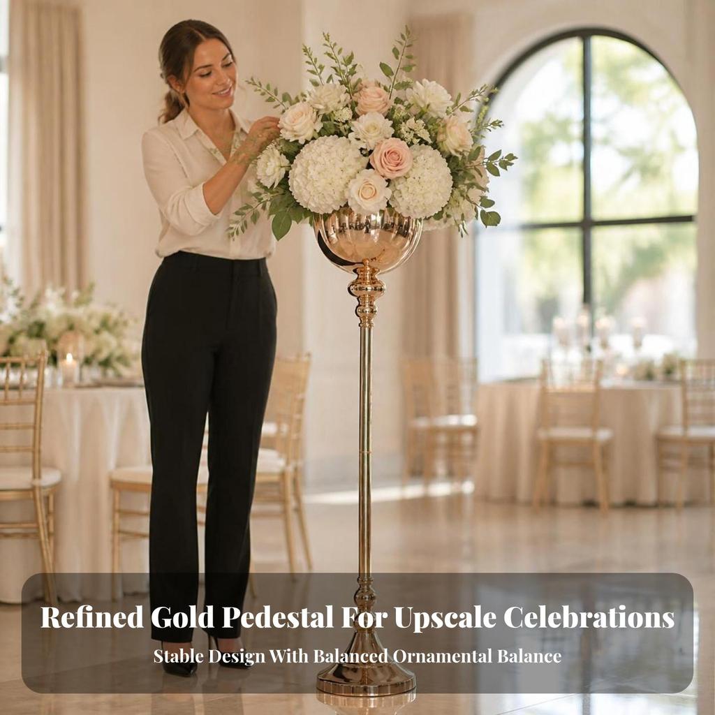 Flower Vase with Pedestal Elegant Stand Freestanding Vessel
