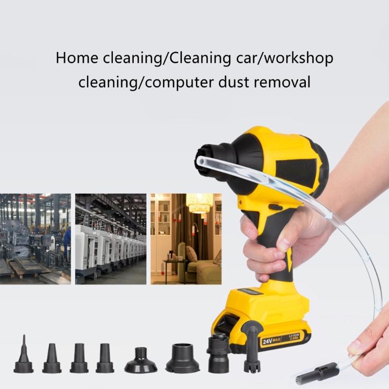 Portable Cordless Dust Blower 450W 21000RPM Electric Handheld Leaf Blower Air Duster Tool with Multiple Attachments
