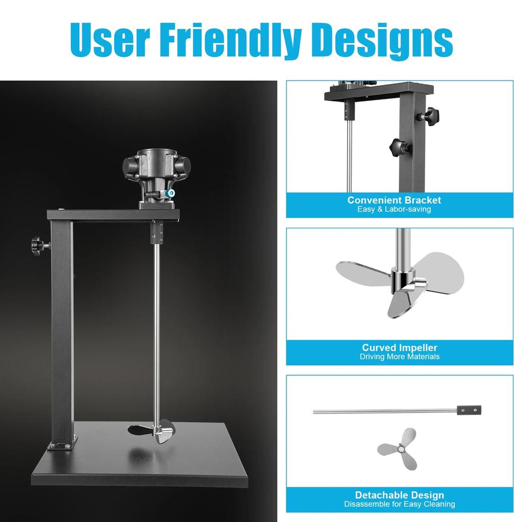 Pneumatic Automatic Paint Mixer, 5 Gallon/20L Drum Mixer with Stand, 1/4 HP Paint Mixer, Height Adjustable