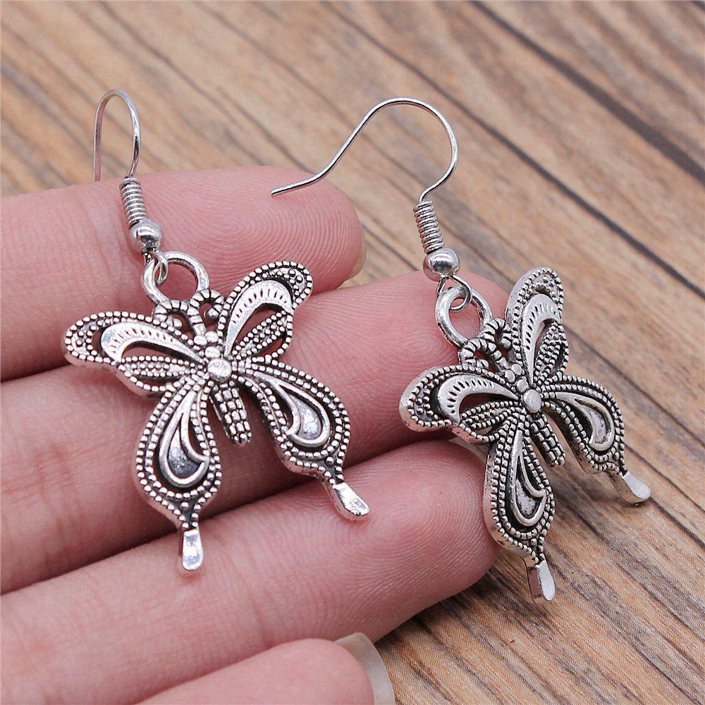 Hängeohrring Libelle Schmetterling Vintage Schmuckzubehör Ohrringgröße 18x19mm QE009