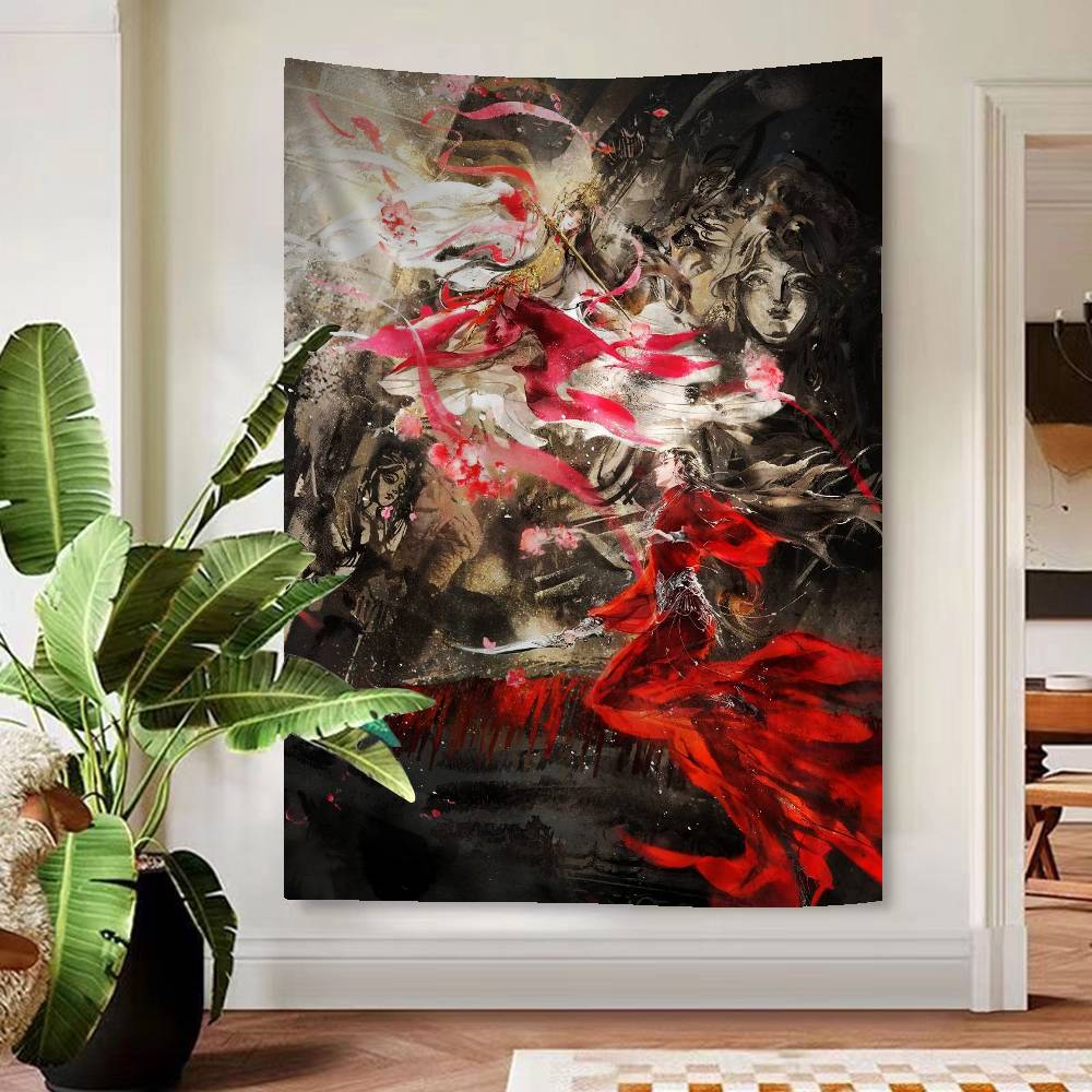

Tian Guan Ci Fu HHeaven Official Blessing Printed Large Wall Tapestry Cheap Hippie Wall Hanging Bohemian Wall TapestriesMandala 74x94cm(29x37in)