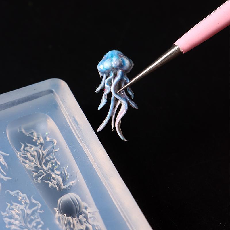 1 Pcs Soft Silicone Nail Rose Flower Heart Mold 3D Butterfly Goldfish Shell Carved Cartoon Template Nails Accessories For Salon