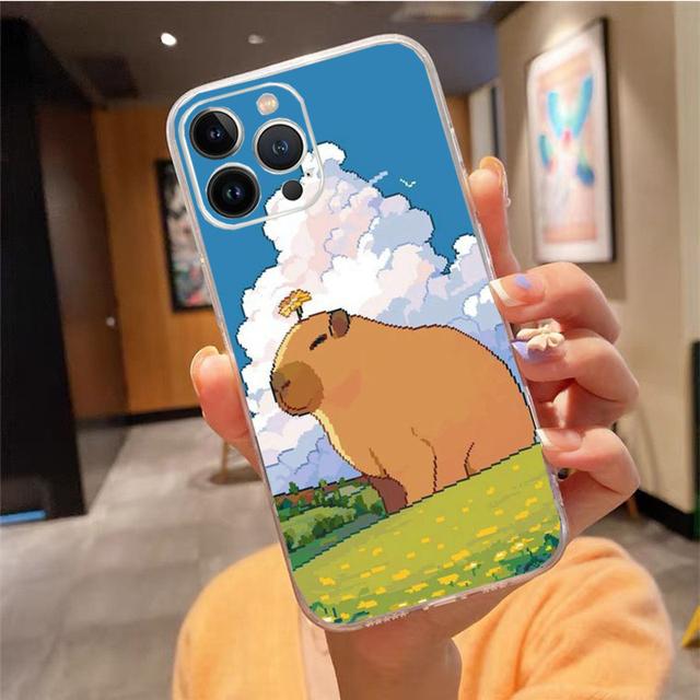 

Чехол для телефона для Iphone 14 Pro Max 13 12 11 Pro Max Xs Xr X 12 13 Mini 7 8 14 Plus 7 8 Se чехол с мультяшной капибарой Funda iPhone 12