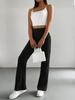 2025 Women's Solid Color Ribbed Knit Bell-Bottom Pants - All-Match, Slim Fit Casual Trousers for Spring and Autumn