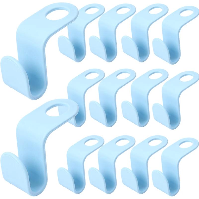 

5/50 шт. Соединительные крючки для вешалок для одежды Мини-пластиковые крючки с противоскользящим покрытием Каскадные крючки для вешалок Органайзер для гардероба Экономия места 5PCS синий