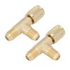 2 Pezzi Adattatore a T con Attacco Rapido e Valvola Ottone 1/4in SAE Adattatore a T per Refrigerante Struttura Robusta per R22 R12 R134