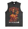 Canotta Senza Maniche Tupac Grafica Retro High Street Cotone Pesante