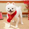 Adorable Red Color Knitted Cat Scarf Warm Embroidered New Year Dog Scarf Festive Blessing Pet Scarf Bib Chinese New Year