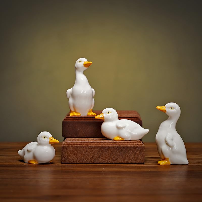 Handmade ceramic white duck ornament