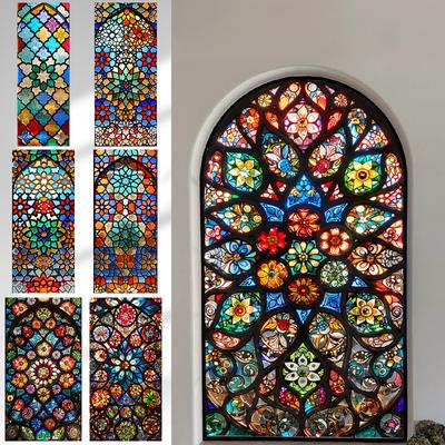 Retro kostel v evropském stylu Fólie z matného skla na ochranu soukromí Domácí dekorace Samolepící samolepky na sklo