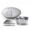 HANYANG Practical Stainless Steel Lotus Adjustable Folding Tray Various Magic Fruit Plate Telescopic Folding Steamer Tray