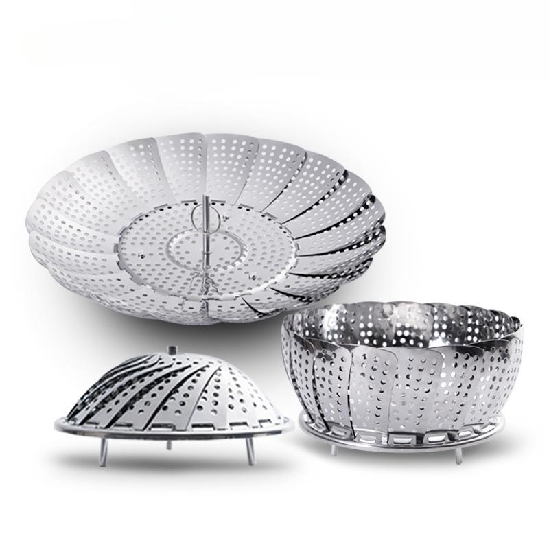 HANYANG Practical Stainless Steel Lotus Adjustable Folding Tray Various Magic Fruit Plate Telescopic Folding Steamer Tray