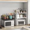 Kitchen Elevated Storage Rack Seasoning Organizer Multifunctional Adjustable Shelves Multi Layer Storage and Space Bilayer Shelf