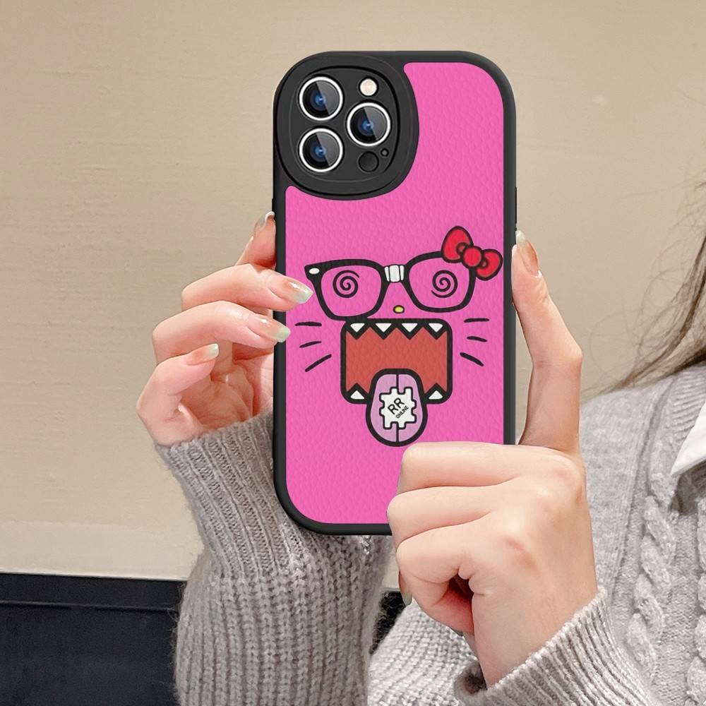 Cute Domo-Kun Phone Case For IPhone 16 15 14 13 12 11 Pro Max Plus Leather Shockproof Cover