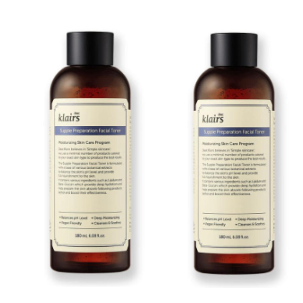 

Klairs Supple Preparation Facial Essence Toner 180ml × 2 | Deep Hydration & Soothing pH-Balancing Toner