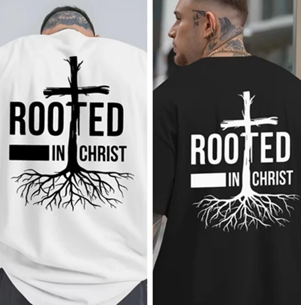Men s Christian T-shirt Rooted in Christ Back Graphic T-shirt S
