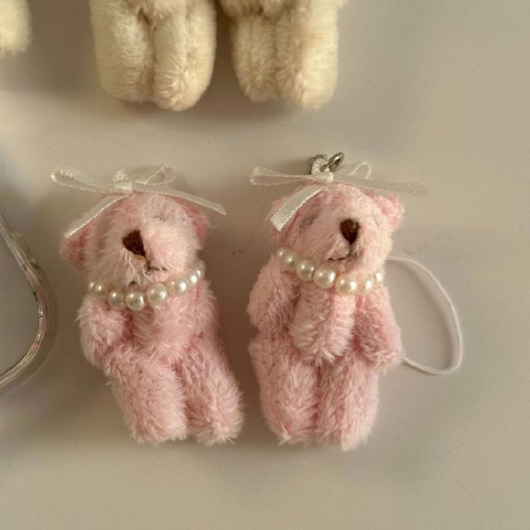 2Pieces Handmade Bear Bag Pendant Bear Phone Charm Stylish Bag Ornament Phone Pendant for Office and School Decorations