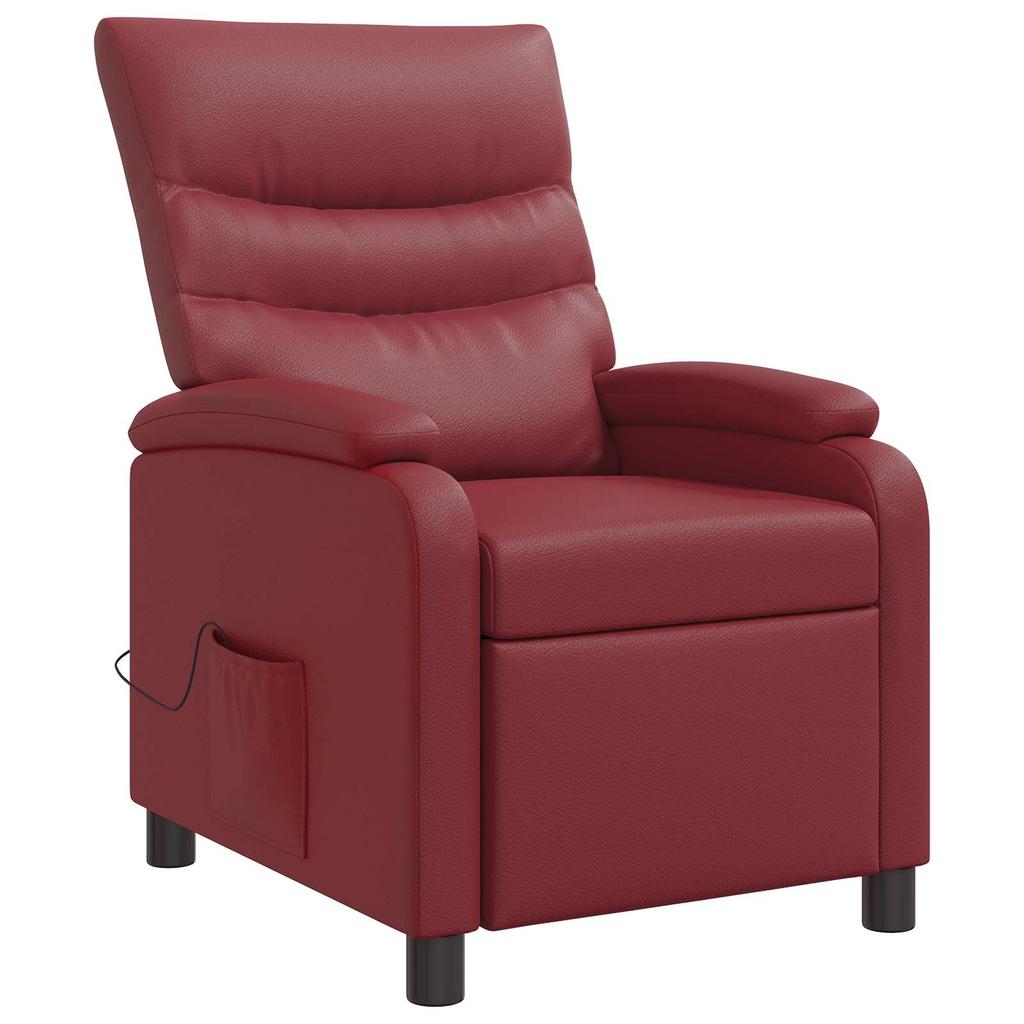 Massage Recliner Chair Wine Red Faux Leather