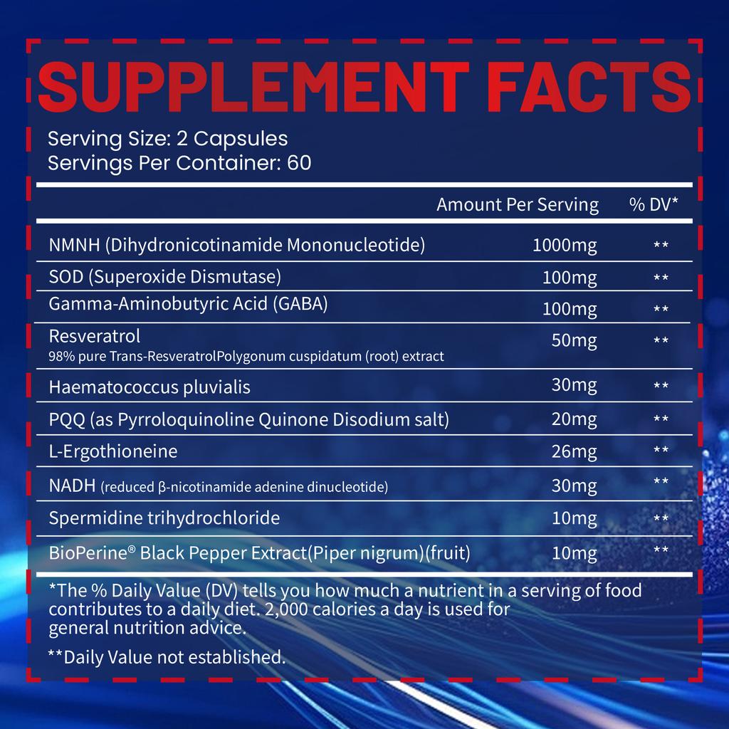 Pslaloe Complex Vitality Capsules, containing NAD+ precursor + Haematococcus pluvialis + Resveratrol, supports daily life.