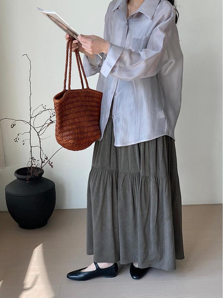 Non-returnable: Korean Style Pleated Long Skirt - Versatile Women's Niche Design