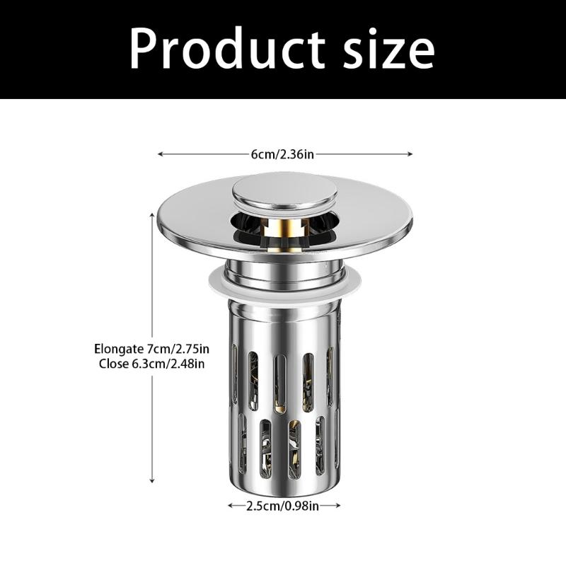 2pcs Poping Up Sink Drain Stoppers with Fine Meshes Filter Easyly Touches Operation for Bathroom Vanities